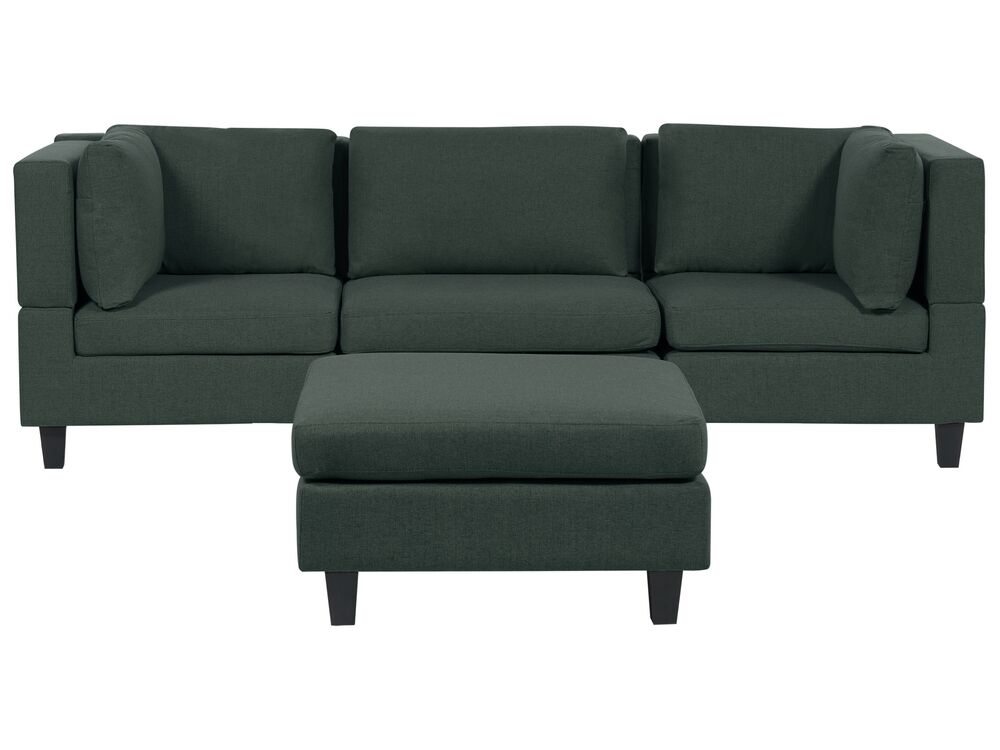 Modular Sofa 3 Seater UNSTAD with Ottoman Fabric Dark Green