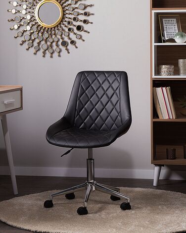 Faux Leather Armless Desk Chair Black MARIBEL