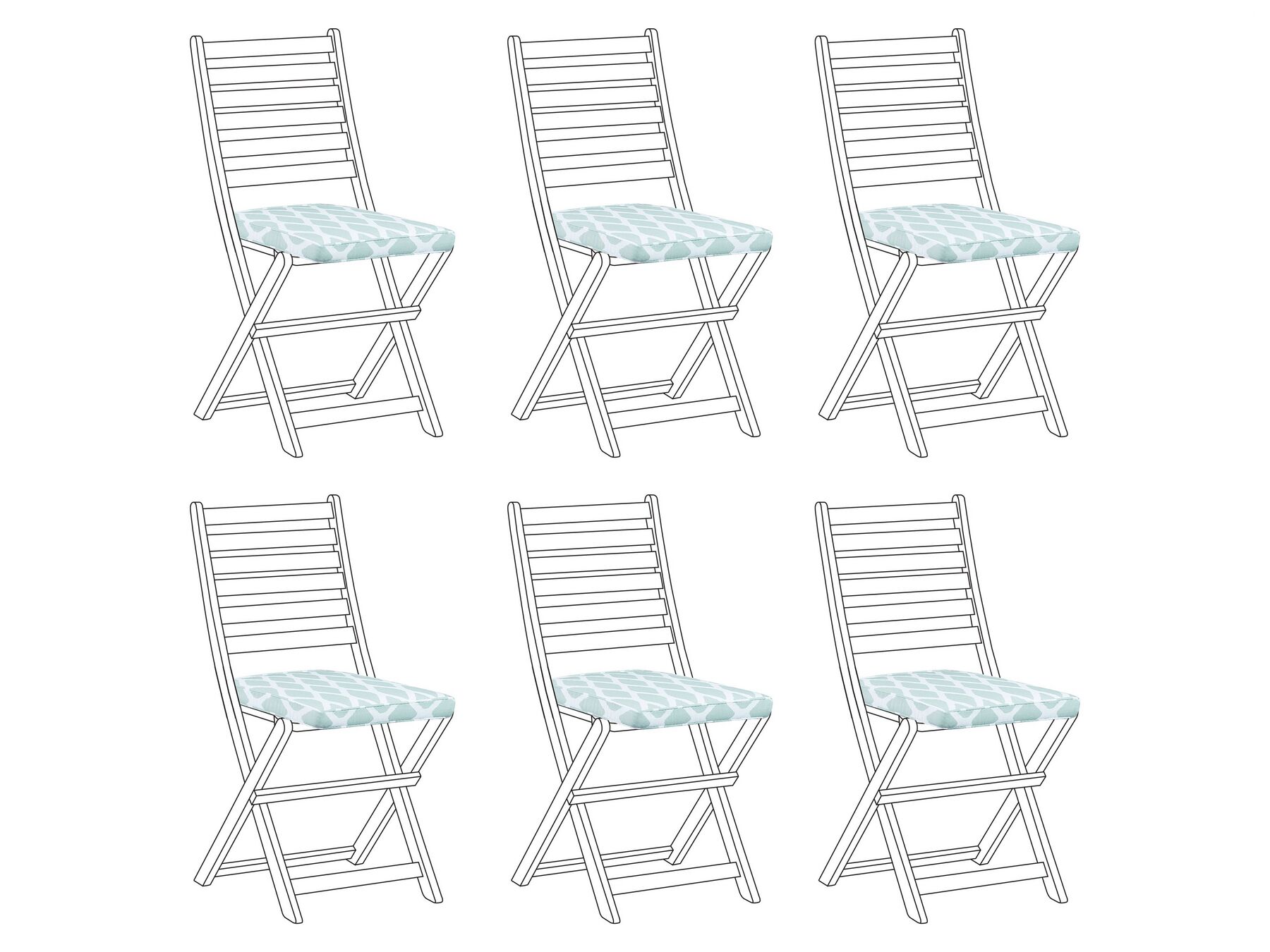 Set di 6 cuscini sedie verde menta e bianco 31 x 39 cm TOLVE_849026