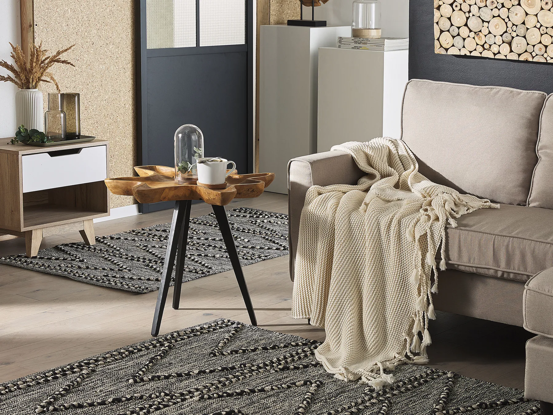 Side Table ELSA Teak Wood Brown_678493