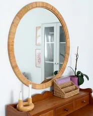 Lustro ścienne ANLEZY 80 cm 80 cm Rattan Naturalny_1047372
