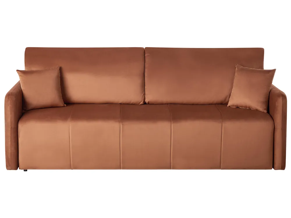 Sofa rozkładana dla 3 osób EGGE Welur Złoty brąz