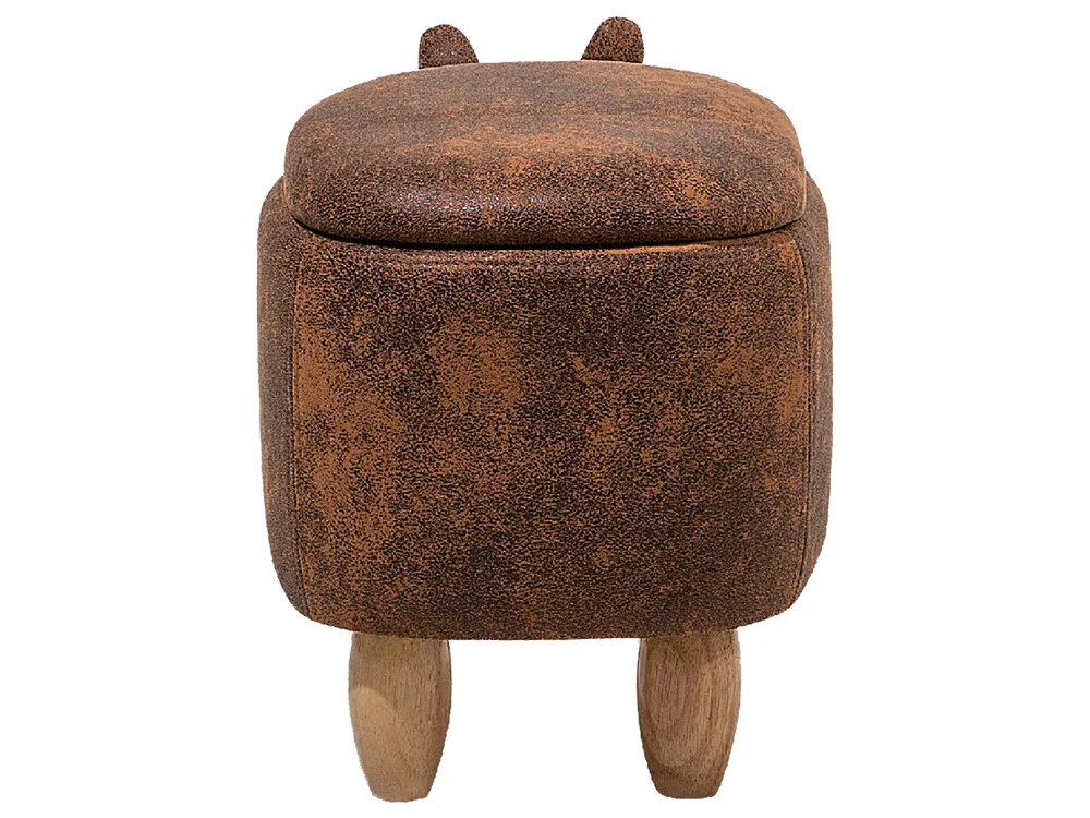 Storage Animal Stool RHINO Rhino Faux Leather Light Brown_710468