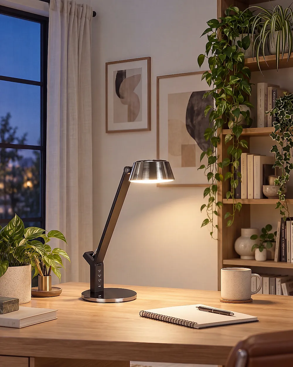 Lampada da scrivania a LED CHAMAELEON con porta USB Metallo Ottone_1178676