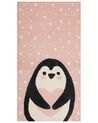 Barnmatta i bomull med pingvintryck 80 x 150 cm rosa PENGKOL_866815