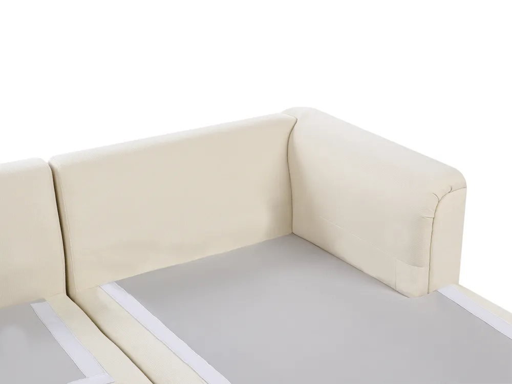 Corner Sofa 4 Seater KOHLO Fabric Light Beige Left Hand_945062