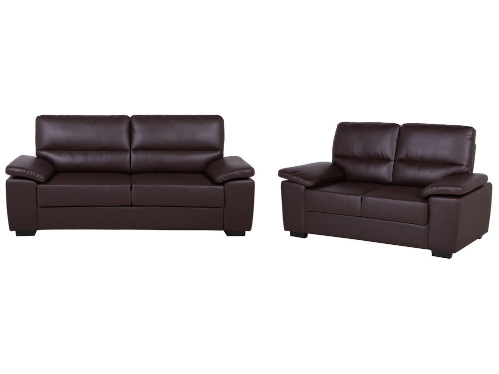 Living Room Set 5 Seater VOGAR Faux Leather Dark Brown
