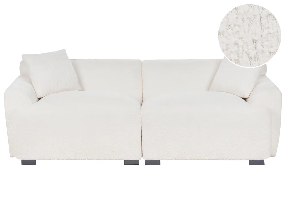 Sofa dla 3 osób KORIO Boucle Złamana biel