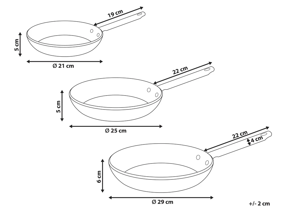 Set of 3 Frying Pans ELITE PRO Off-White_977084