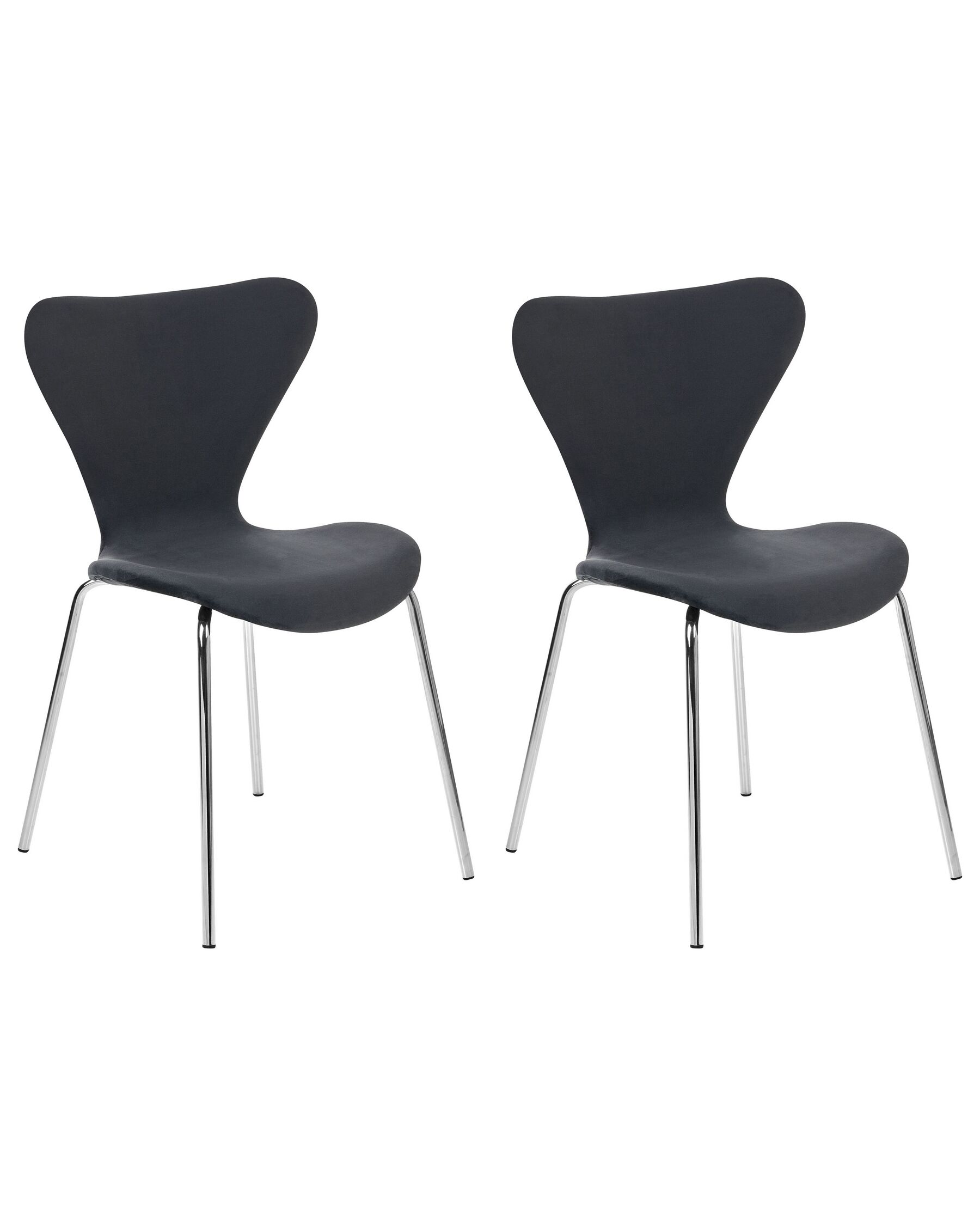 Conjunto de 2 cadeiras de jantar em veludo preto e prateado BOONVILLE_862143