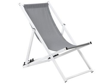 Transat pliable gris et cadre blanc LOCRI