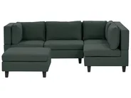 Modular Corner Sofa 4 Seater UNSTAD with Ottoman Fabric Dark Green Left Hand_925474