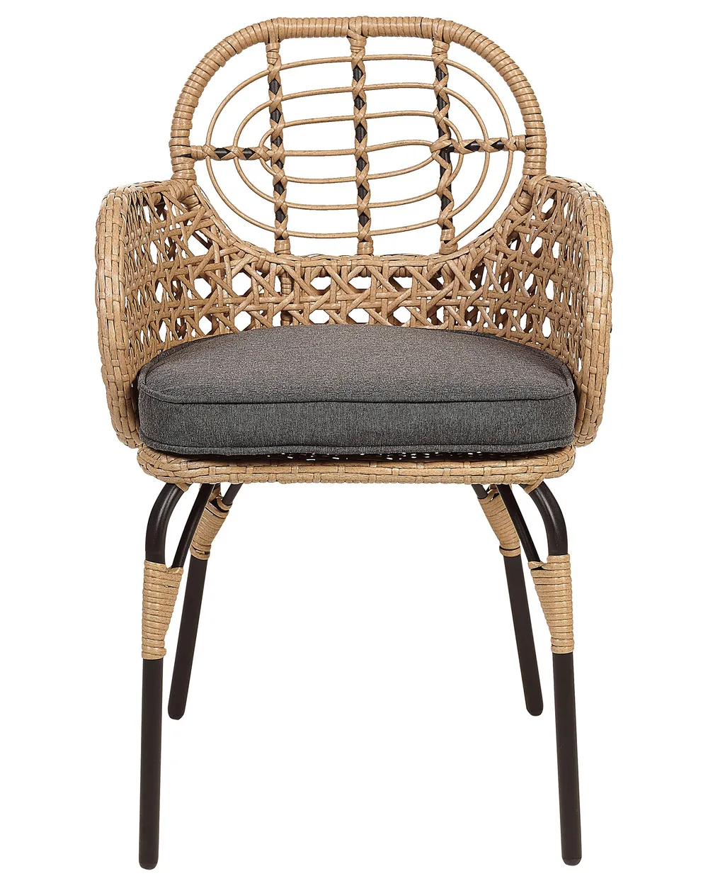 Set of 2 Garden Chairs with Cushions PRATELLO PE Rattan Natural_868024