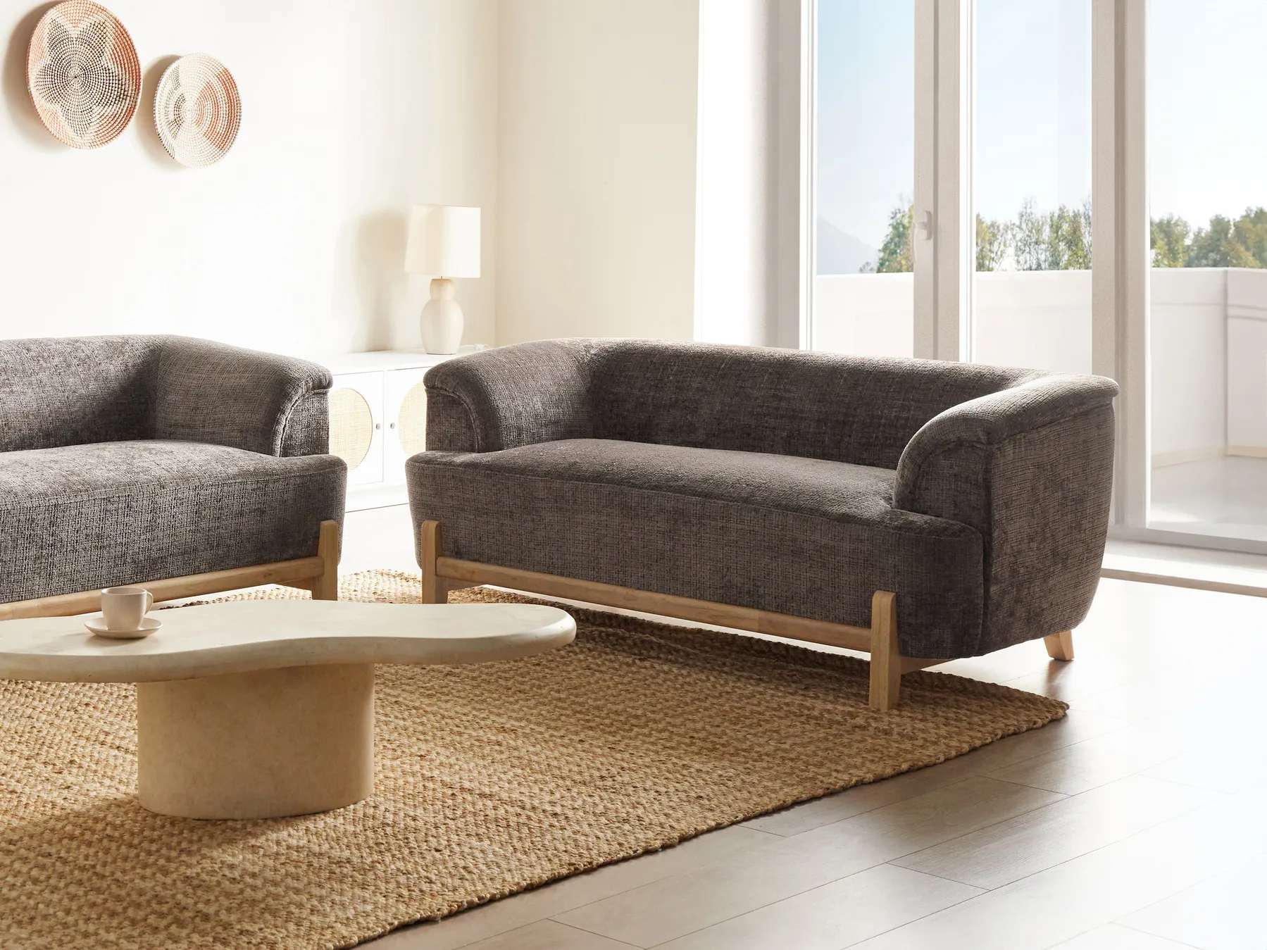 Sofa 2 Seater ALNOR Chenille Brown_1019064