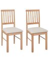  Set of 2 Wooden Dining Chairs Light Wood and Light Beige ORONO _926542