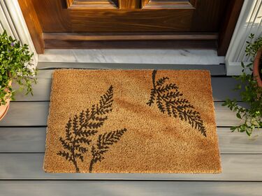 Coir Doormat Leaves Motif Natural GUIWAN