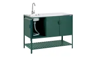 Set cucina da esterno 2 elementi con lavello MAENZA Verde Metallo_1045138