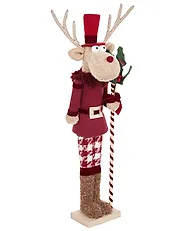 Zestaw 2 figurek dekoracyjnych MATALA 61/64 cm Niedźwiedź Renifer Czerwony_1156697