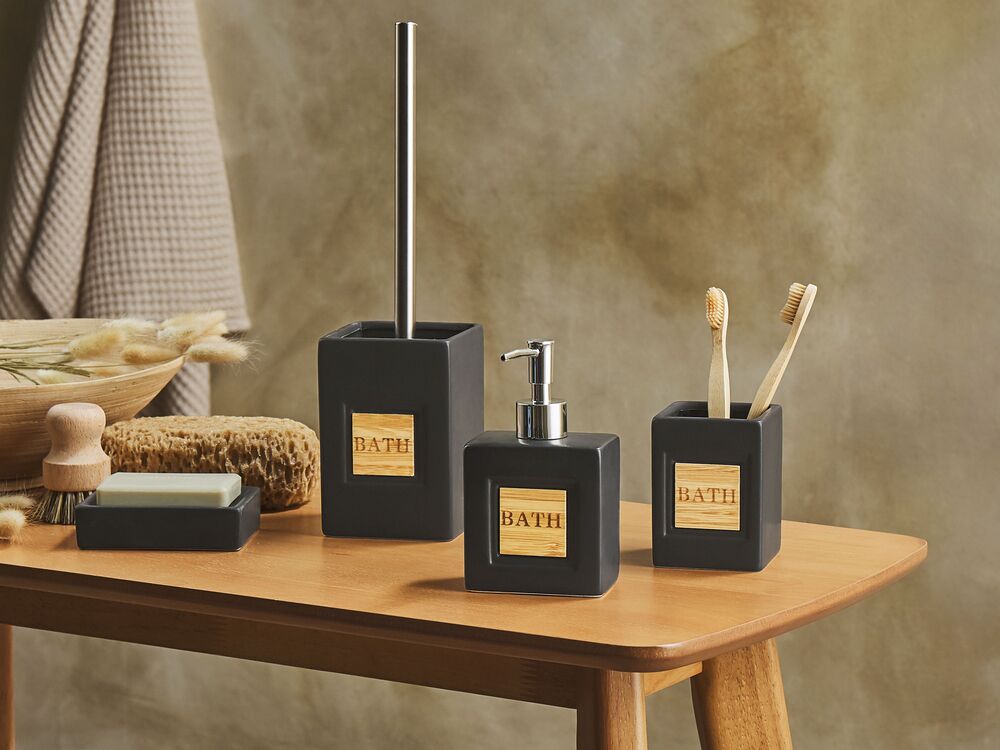 4-Piece Bathroom Accessories Set KOUROU Ceramic Black
