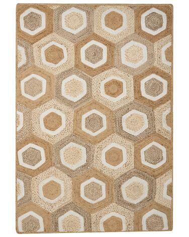Teppich Jute beige 160 x 230 cm geometrisches Muster Kurzflor BASOREN
