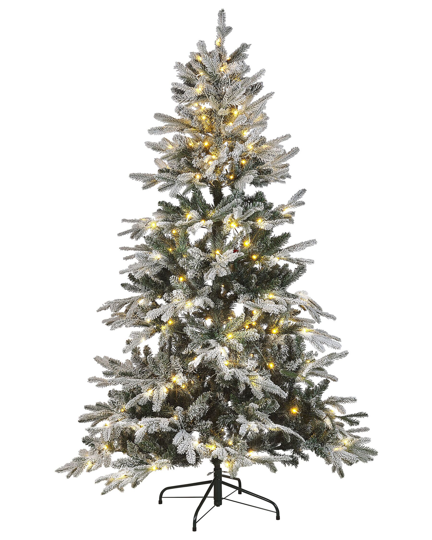 Künstlicher Weihnachtsbaum mit LED Beleuchtung schneebedeckt 180 cm weiß MIETTE_832255