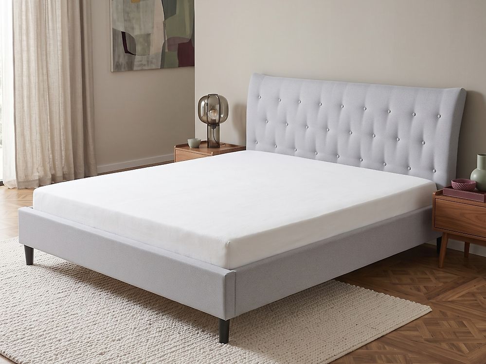 Lit avec sommier Tissu SAVERNE 180 x 200 cm Gris clair