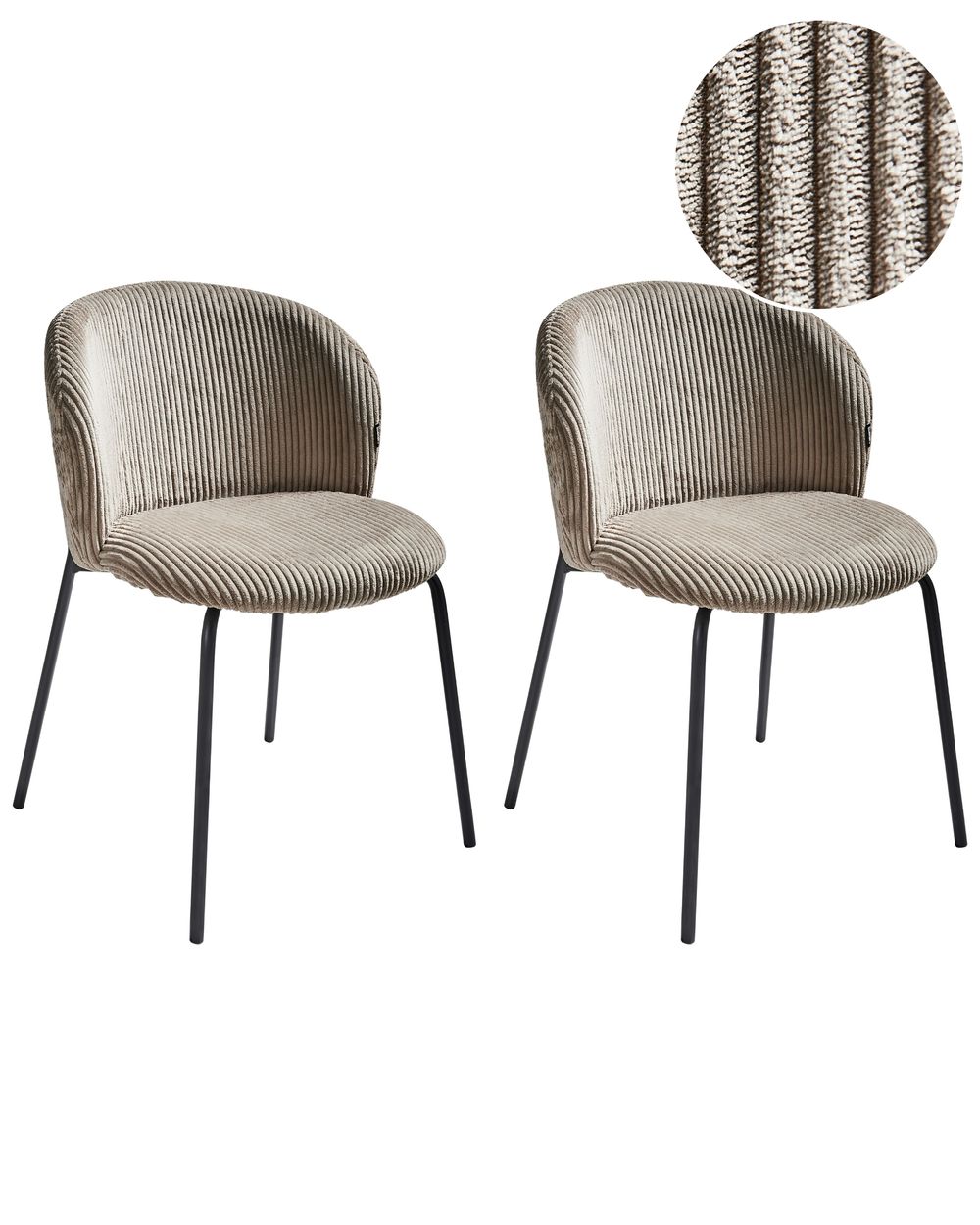 Conjunto de 2 sillas de comedor MILES Pana Gris pardo