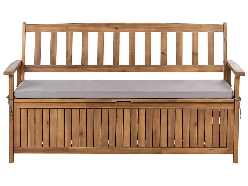 Panca da giardino con cuscino SOVANA 160 cm con contenitore Legno d'acacia Grigio