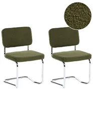 Zestaw 2 krzeseł do jadalni IRWIN Boucle Zielony_1080672