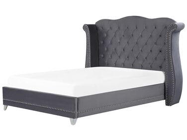 Sametová postel 180 x 200 cm šedá AYETTE