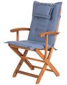 Set of 2 Garden Folding Chairs with Blue Cushions MAUI_755757