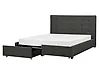 Bed with Storage Drawers LA ROCHELLE Fabric Dark Grey 160 x 200 cm (EU King Size)