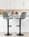 Set of 2 Bar Chairs DUBROVNIK Swivel Velvet Mint Green