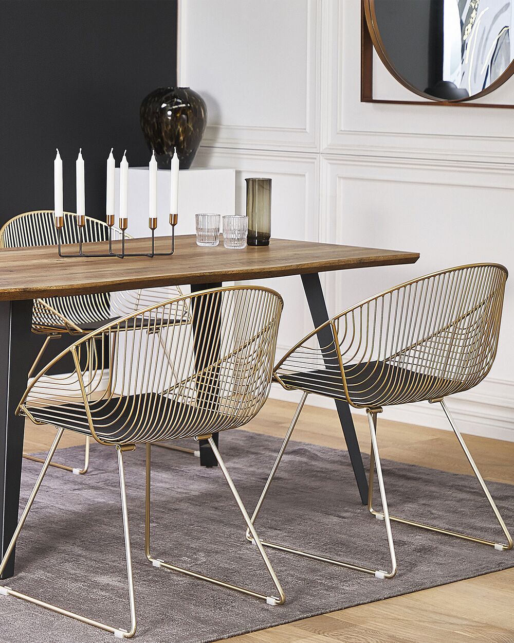 Lot de 2 chaises de salle à manger AURORA Métal Doré