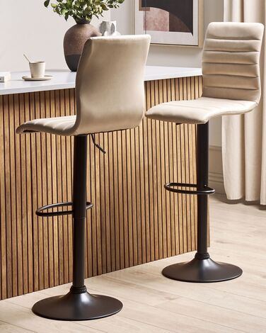 Set of 2 Bar Stools Faux Leather Light Beige LUCERNE II