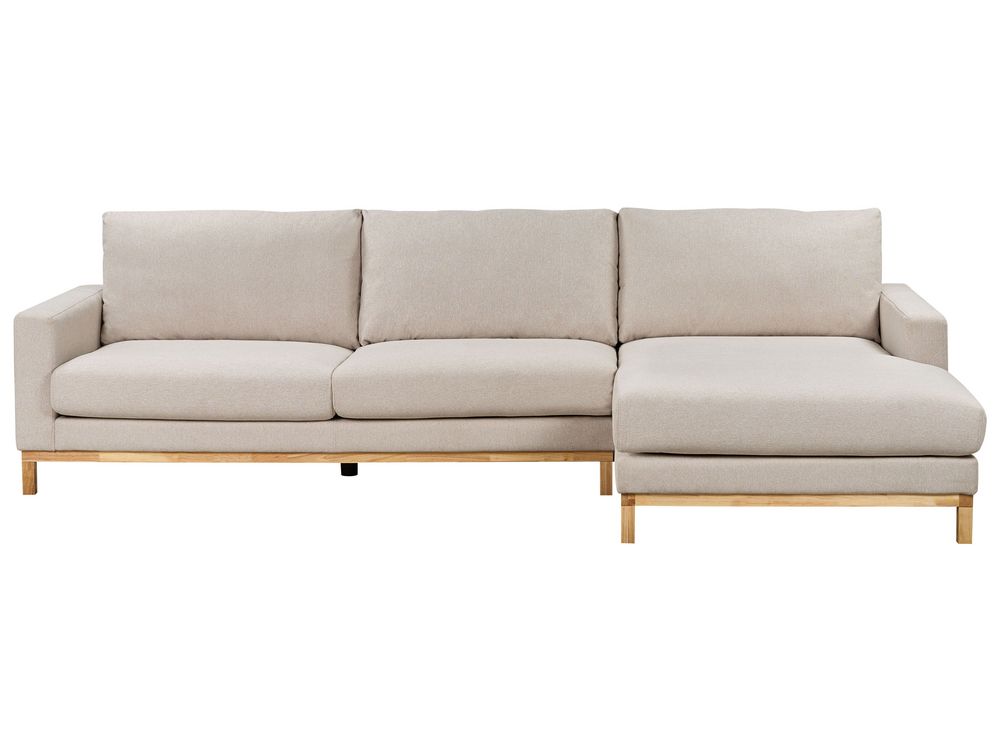 Corner Sofa 4 Seater SIGGARD Fabric Light Beige Left Hand