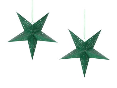 Set di 2 stelle LED carta verde brillante 45 cm MOTTI