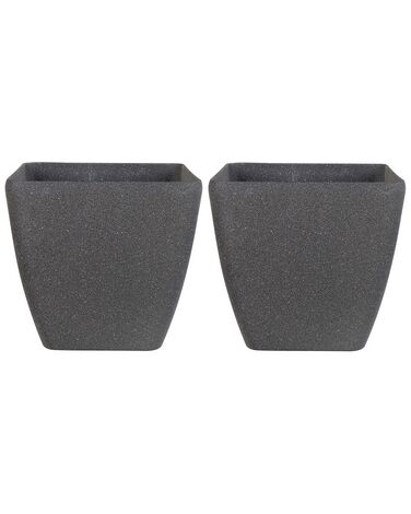 Set di 2 vasi polvere di pietra grigio scuro 49 x 49 x 49 cm ZELI