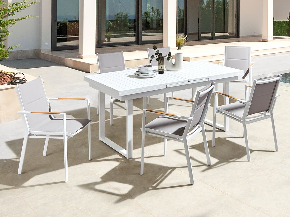 Set da pranzo da giardino 6 posti VALCANETTO/BUSSETO Metallo Grigio