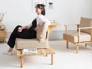 Divano 2 posti SALO con tavoli Tessuto Beige_932611