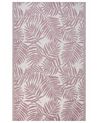 Tapete de exterior padrão folhas de palmeira rosa 120 x 180 cm KOTA_766255