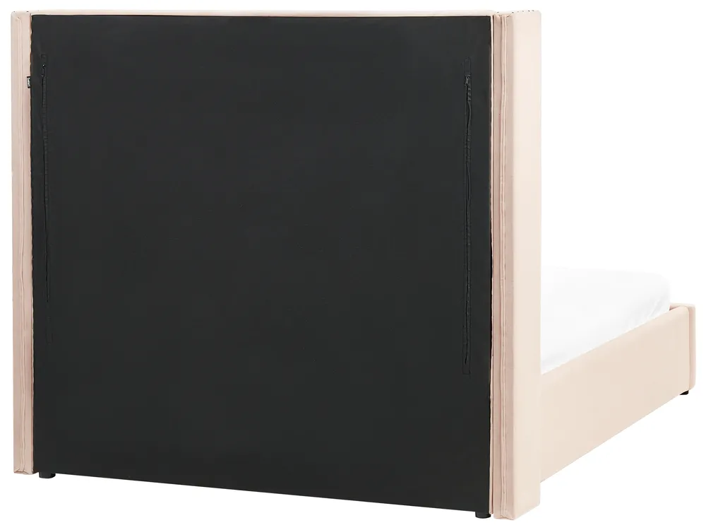 Ottoman Bed LUBBON Velvet Beige 140 x 200 cm (EU Double)_833505