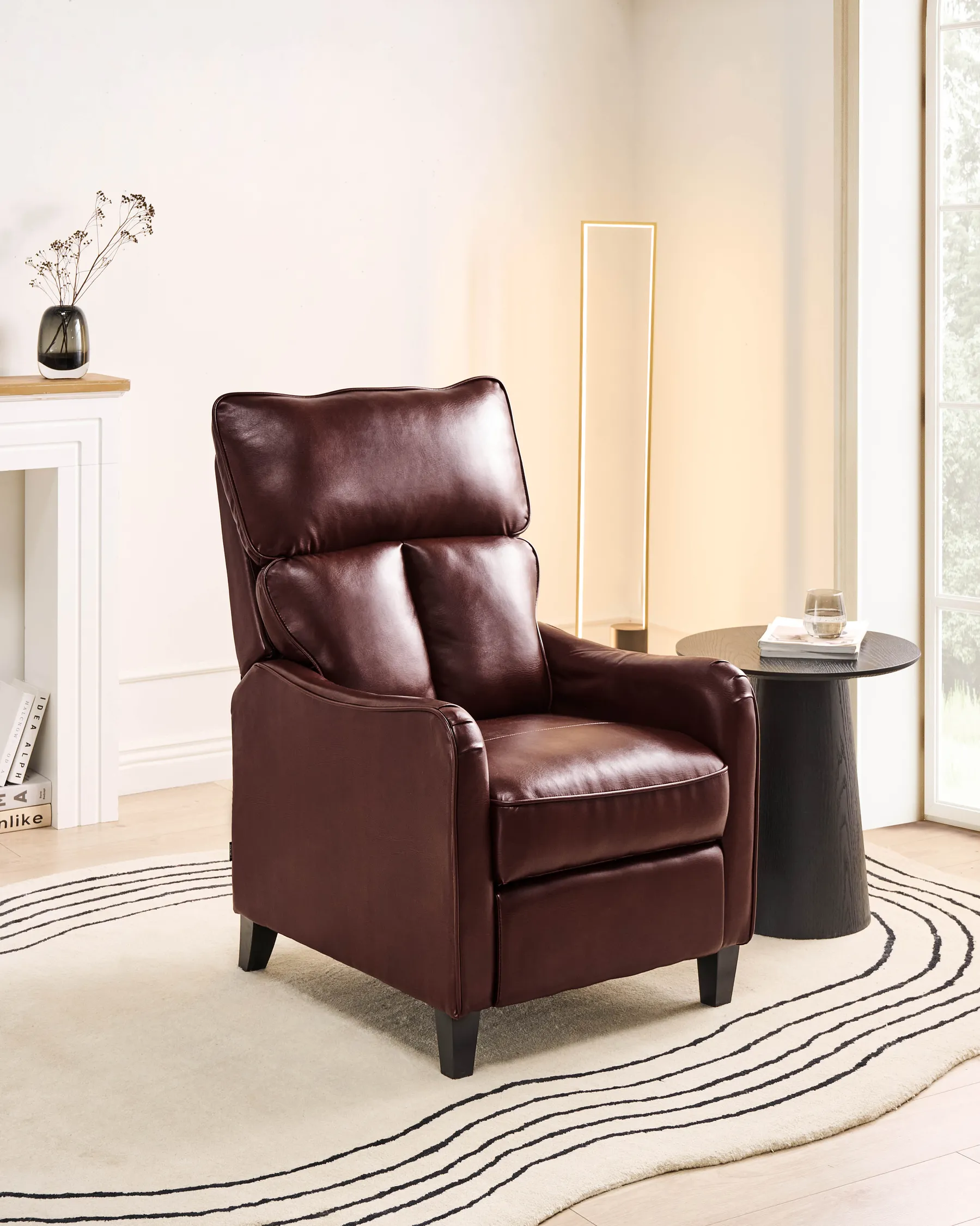 Recliner Chair ROYSTON with Footrest Faux Leather Dark Brown_710277