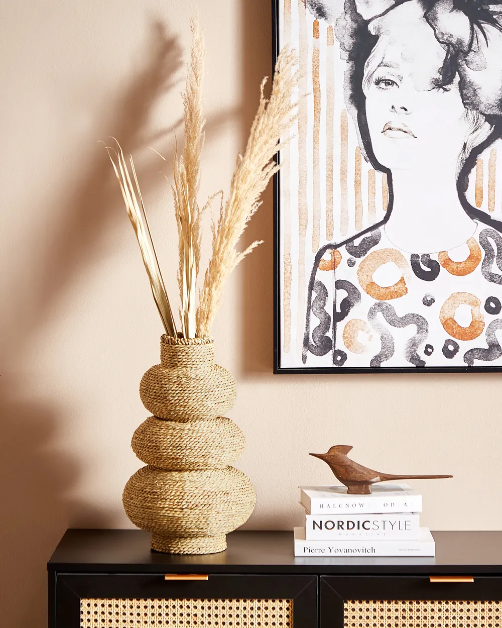 Wazon dekoracyjny MARANG 41 cm Trawa morska Naturalny
