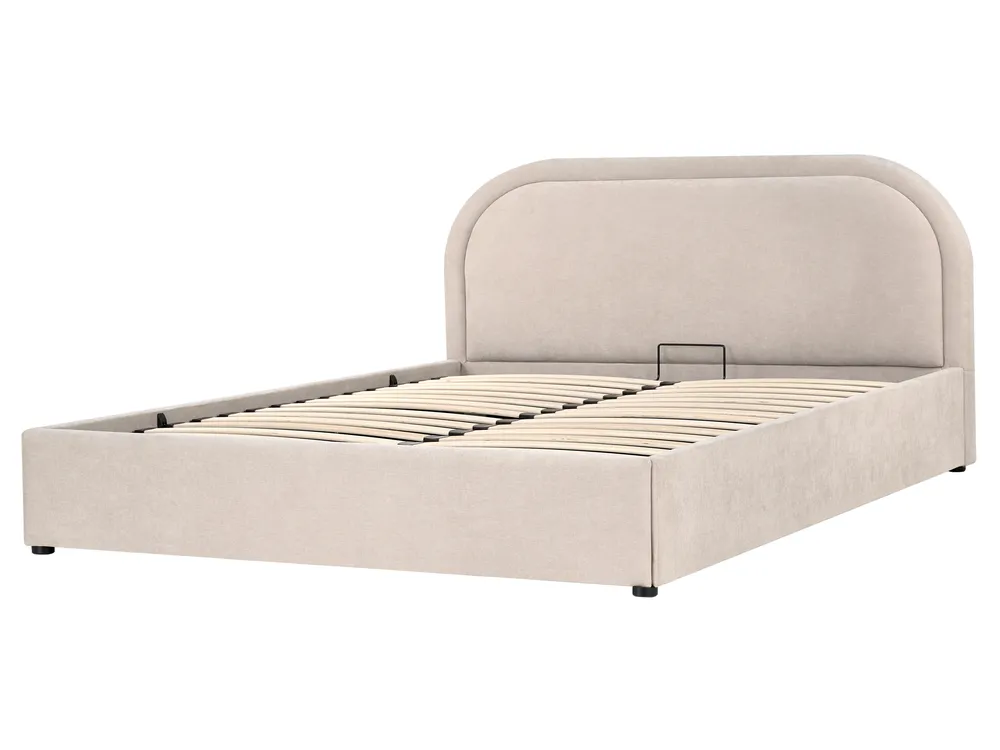 Ottoman Bed QUILLIEN Chenille Light Beige 160 x 200 cm (EU King Size)_989522