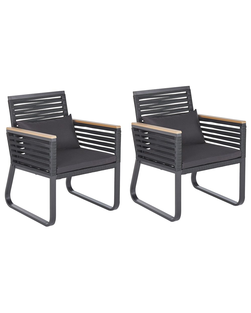 Set mit 2 Stühlen und Sitzkissen CANETTO Metall Schwarz