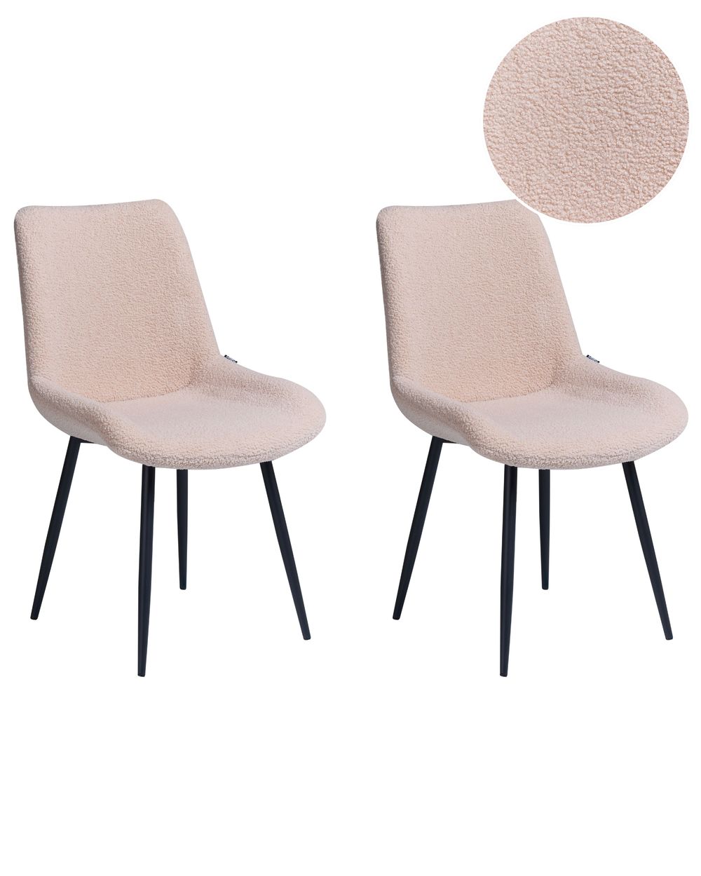 Set of 2 Dining Chairs AVILLA Boucle Beige