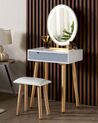 1 Drawer Dressing Table with LED Mirror and Stool White and Grey VESOUL_850248