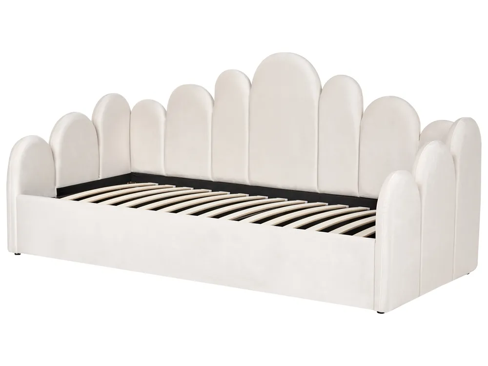 Ottoman Bed POLIGNAC Velvet Light Beige 90 x 200 cm (EU Single)_1081030