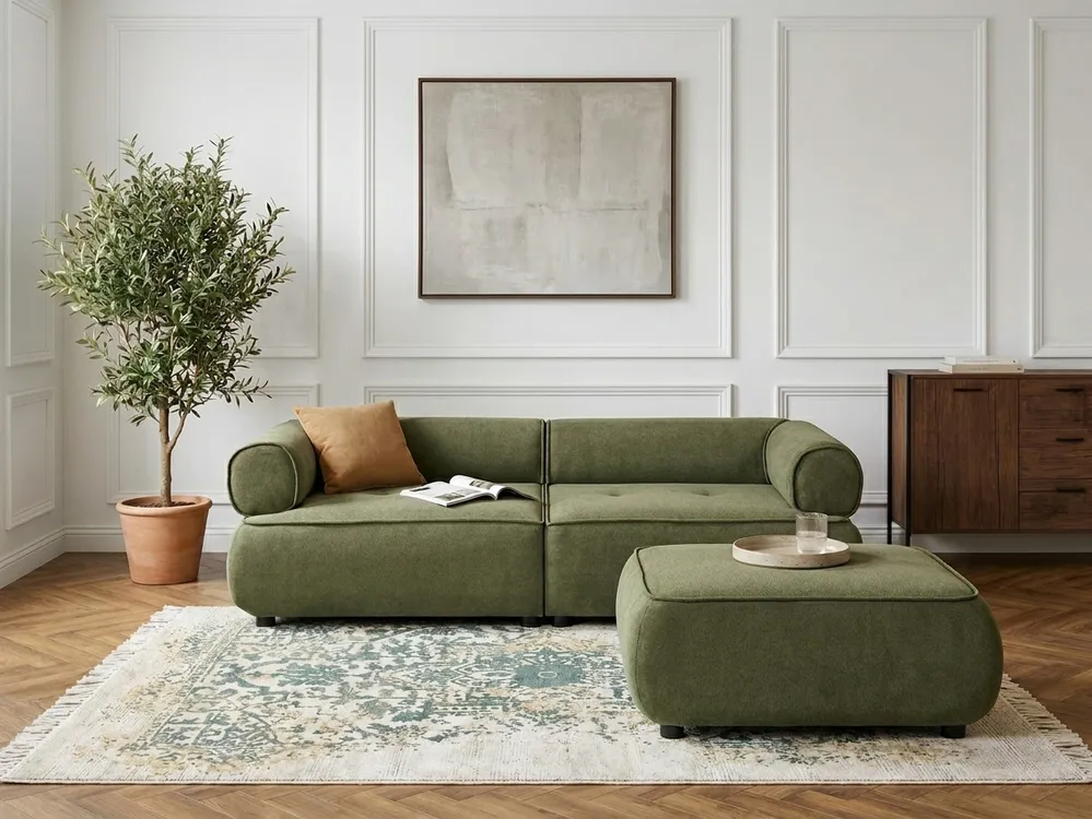 Sofa dla 3 osób SALLA z otomaną Zielony